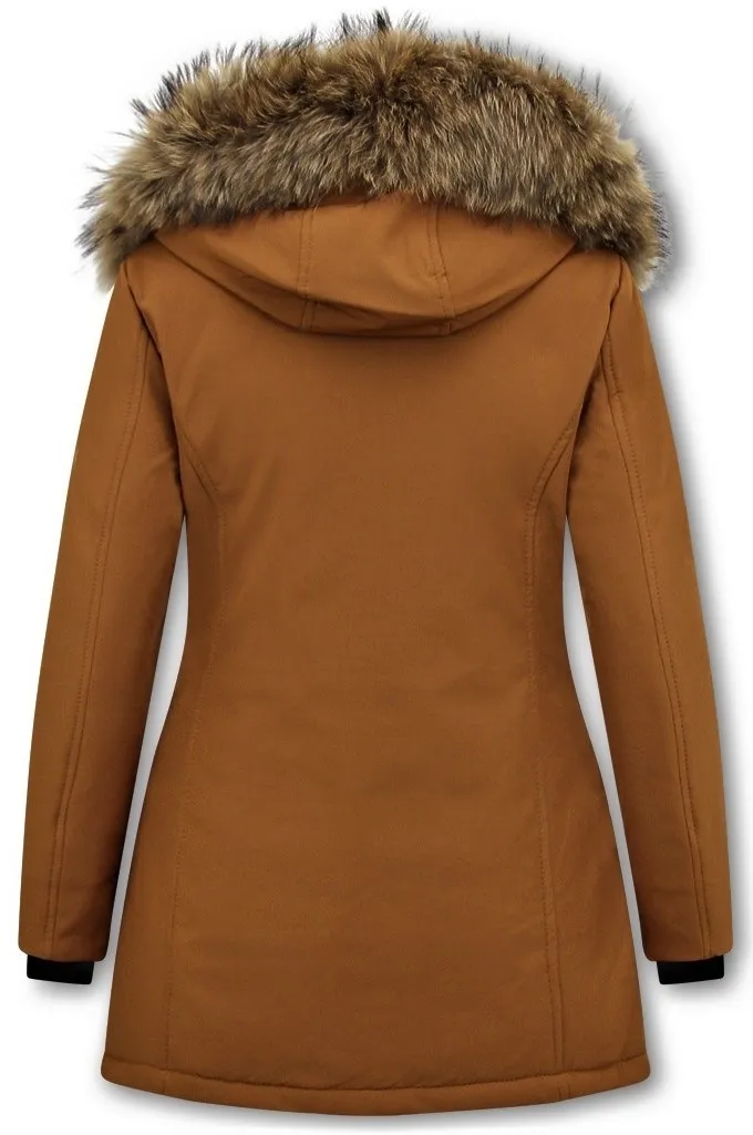 Fox Fur Winter Coat Women Brown |