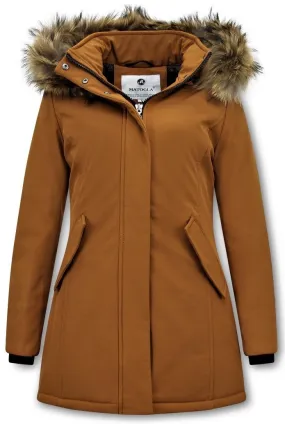 Fox Fur Winter Coat Women Brown |