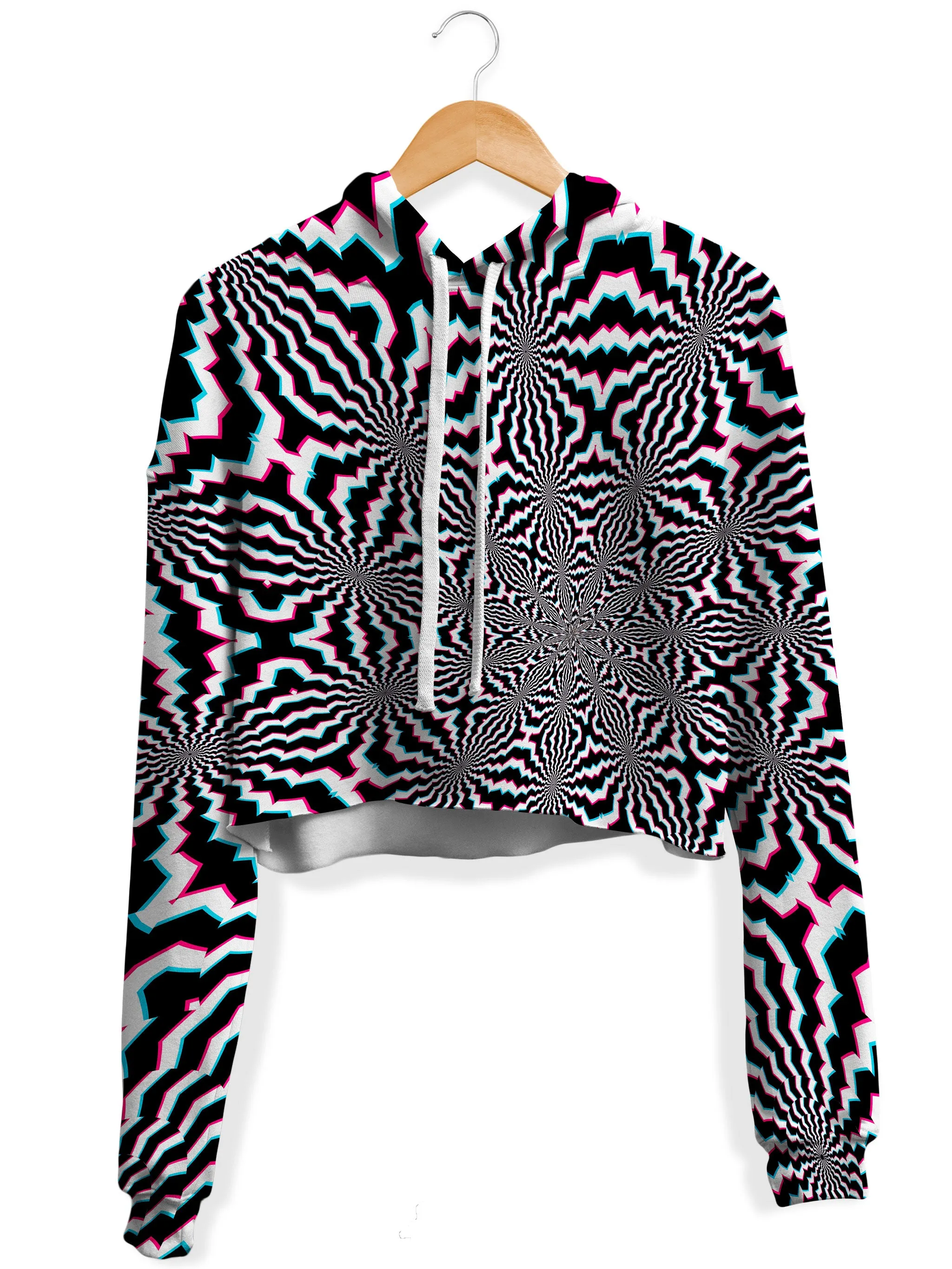 Fractal Ripples Fleece Crop Hoodie