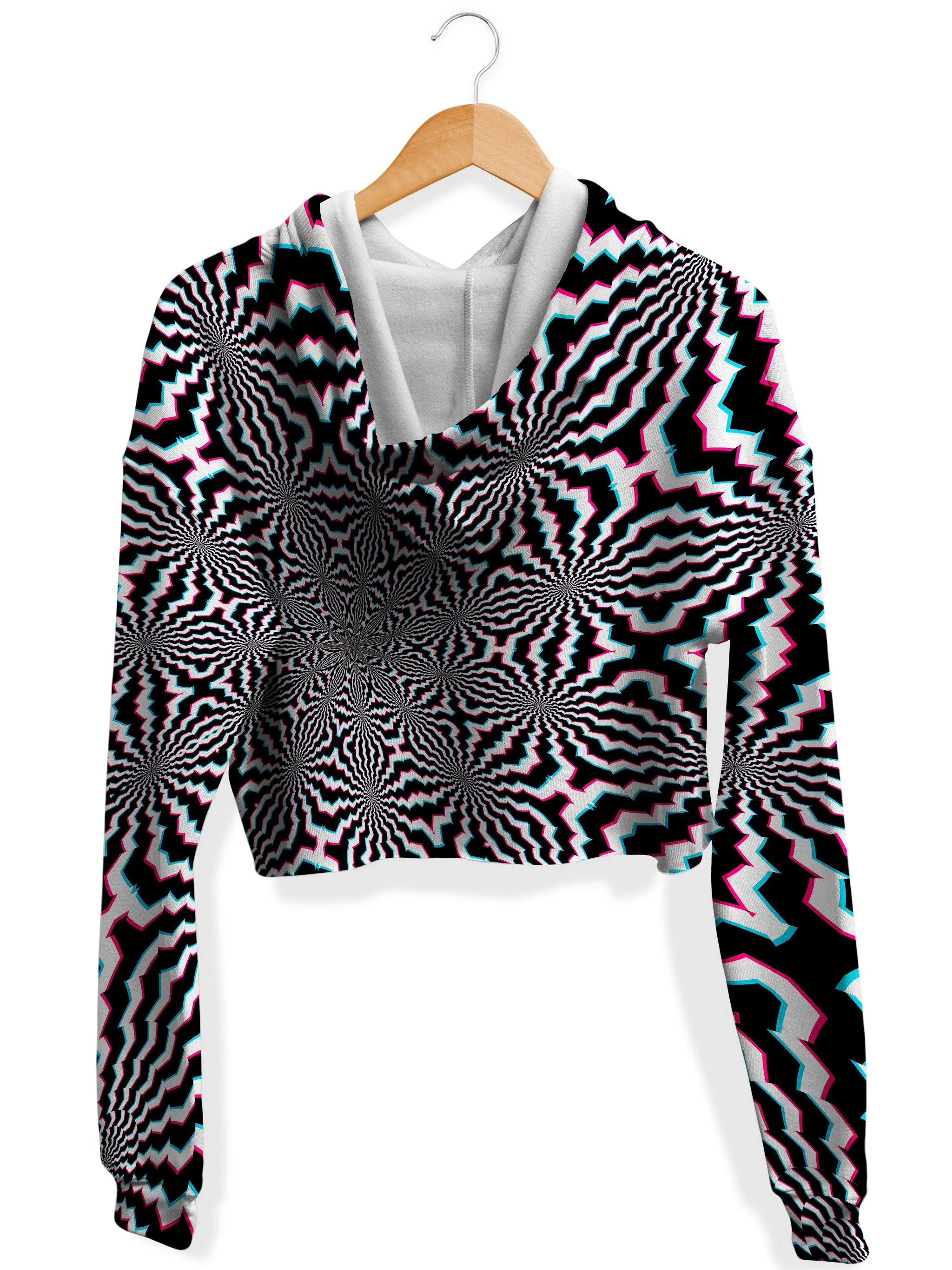 Fractal Ripples Fleece Crop Hoodie