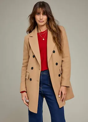 Freemans Double Breasted Camel Blazer Coat