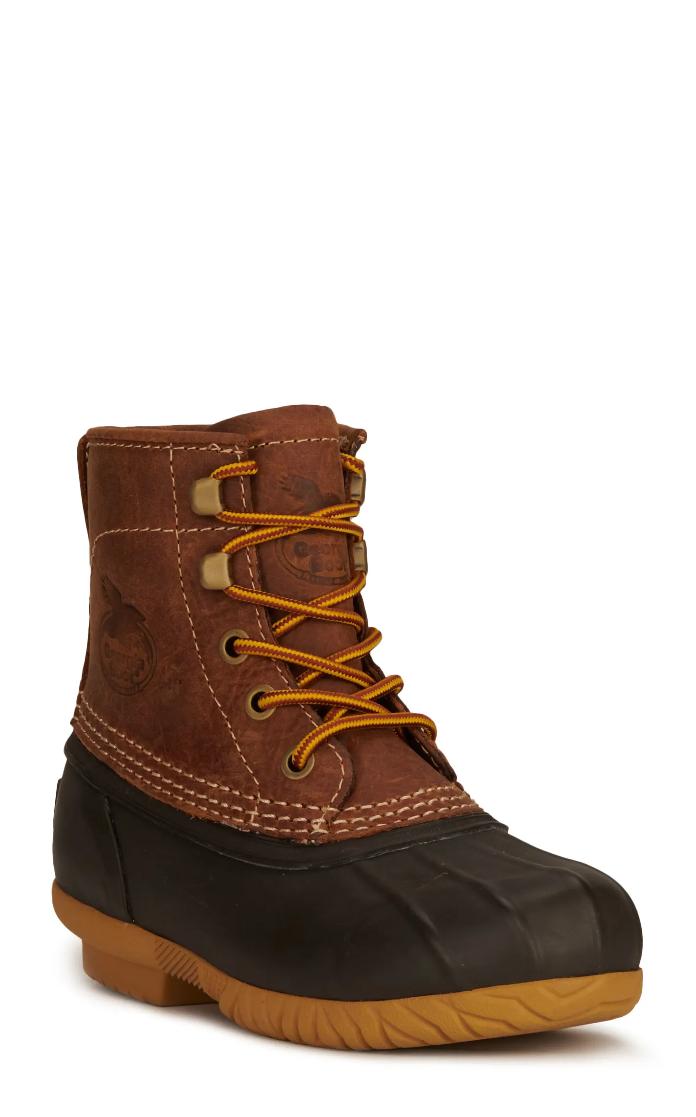 Georgia Kids' Marshland Chocolate Brown and Tan Round Toe Lace Up Duck Boots