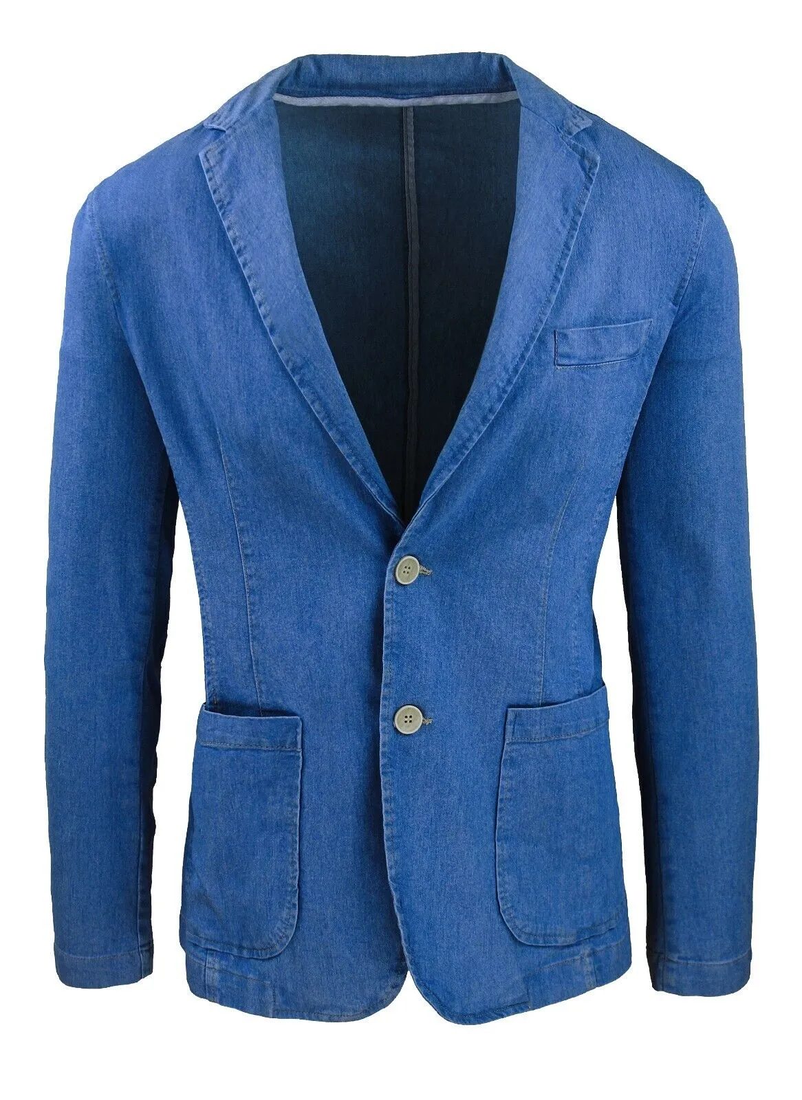 Giacca di Jeans uomo blu denim primavera estate casual elegante Blazer slim fit