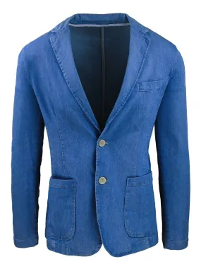 Giacca di Jeans uomo blu denim primavera estate casual elegante Blazer slim fit