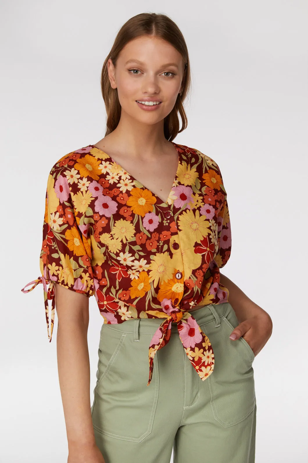 Gina Flora Tie Top