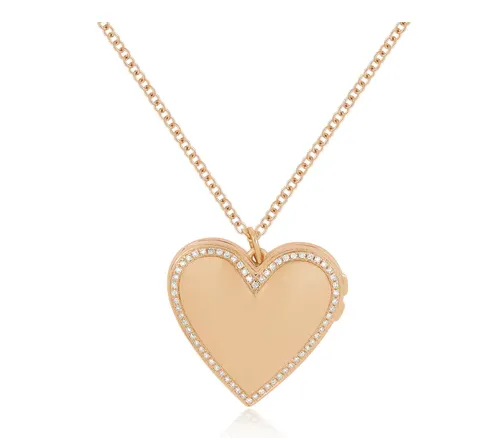 Gold and Diamond Heart Locket Necklace