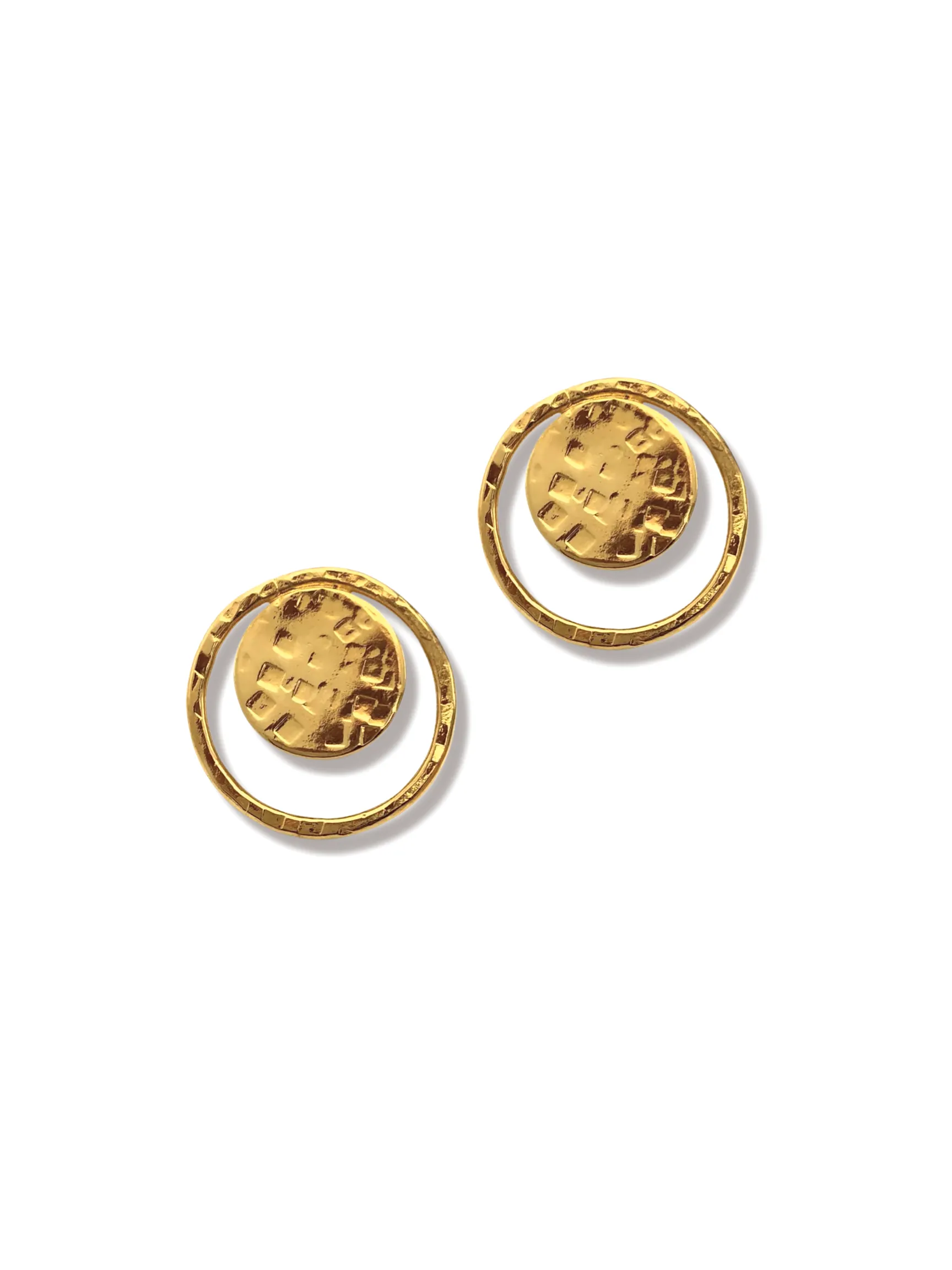 Gold Peacock Eye Clip Earrings