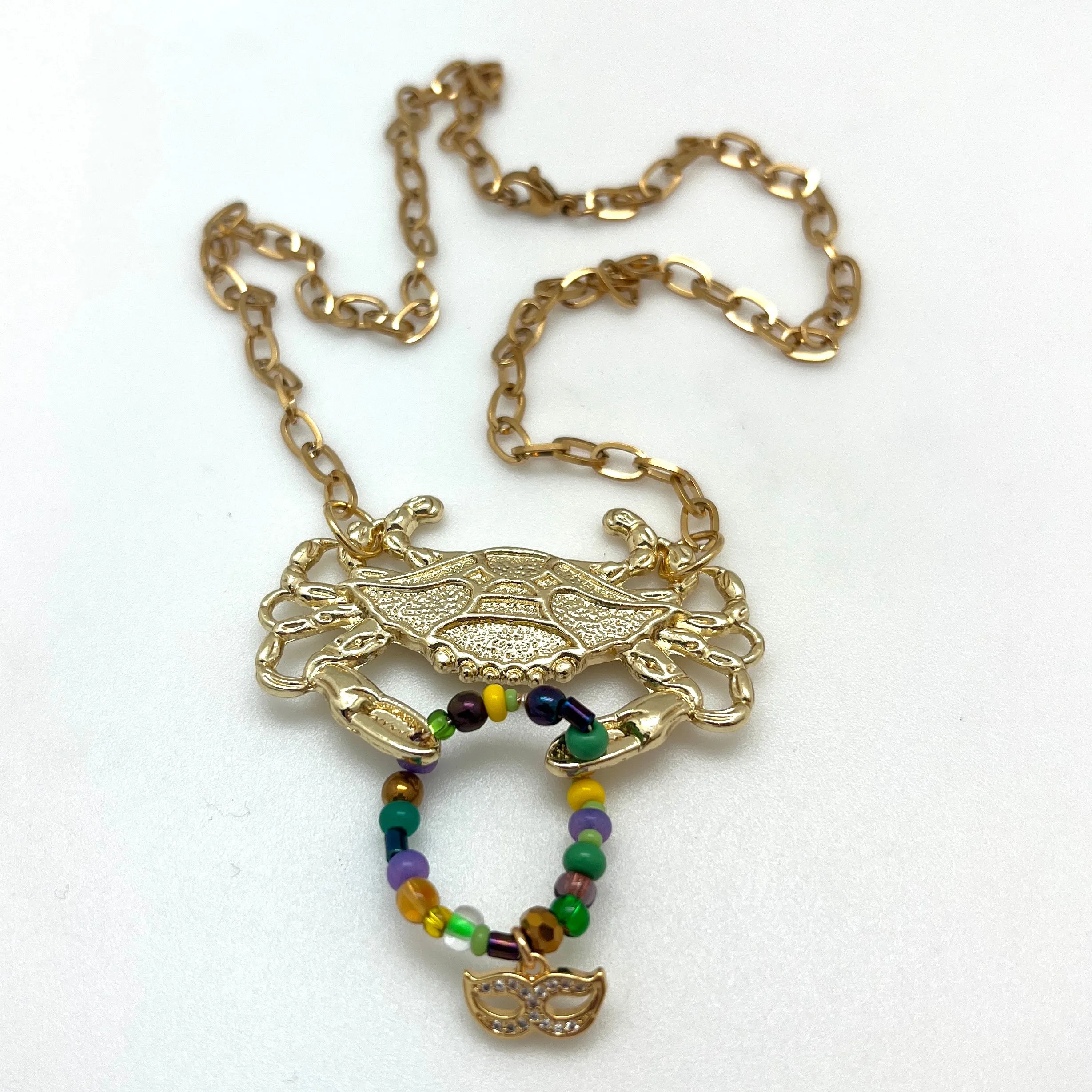 Grabby Crabby Clawdine Mardi Gras Necklace