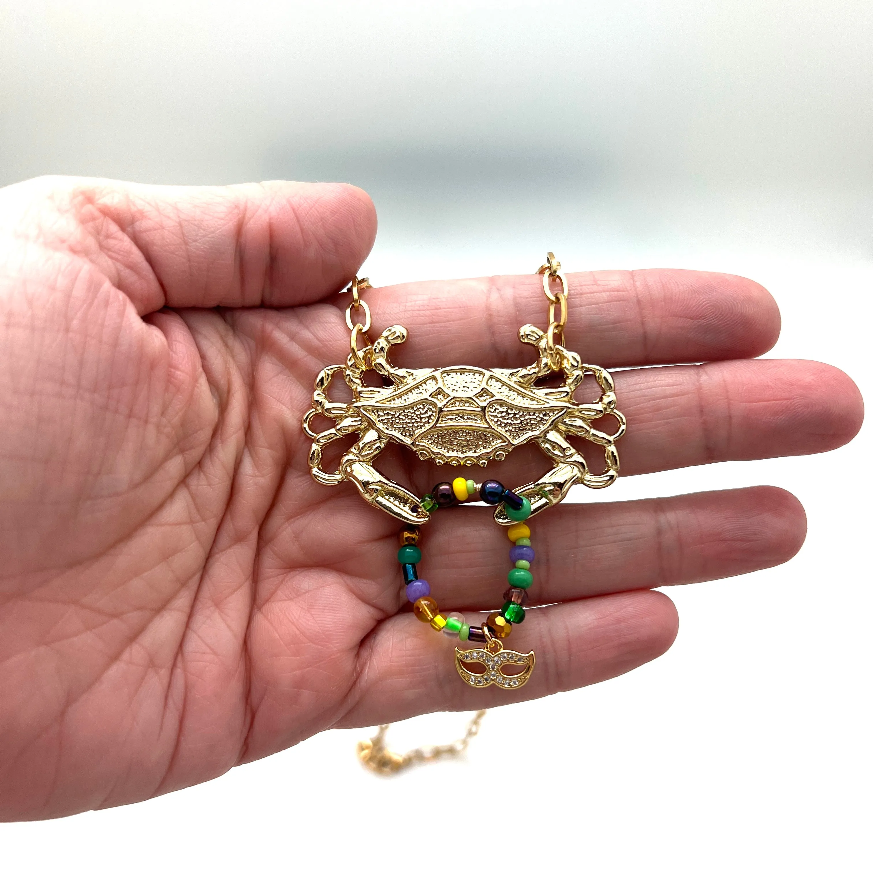 Grabby Crabby Clawdine Mardi Gras Necklace