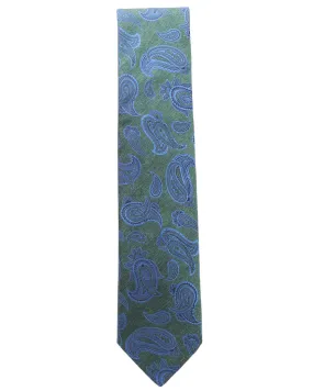 Green with Blue Paisley Silk Tie