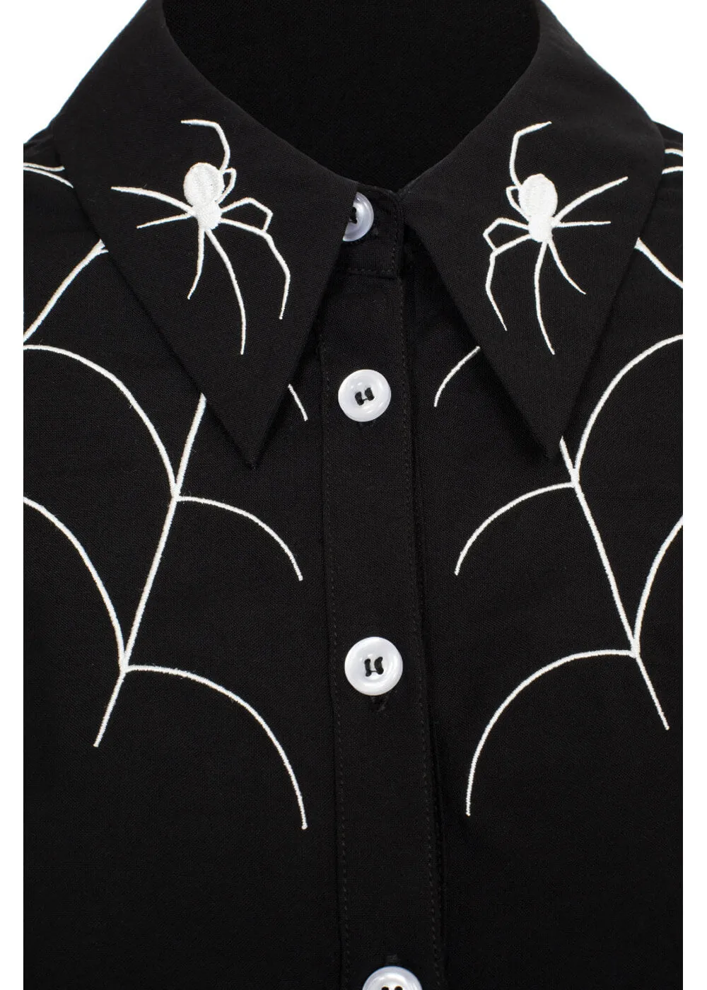 Hell Bunny Arania Spiderweb 50's Blouse Black