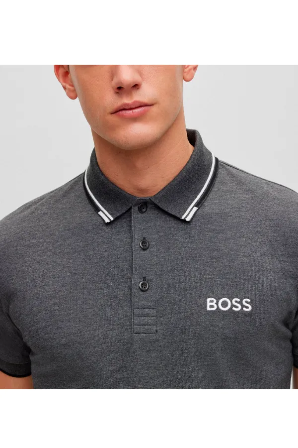 Hugo Boss Paddy Pro Contrast Polo Charcoal