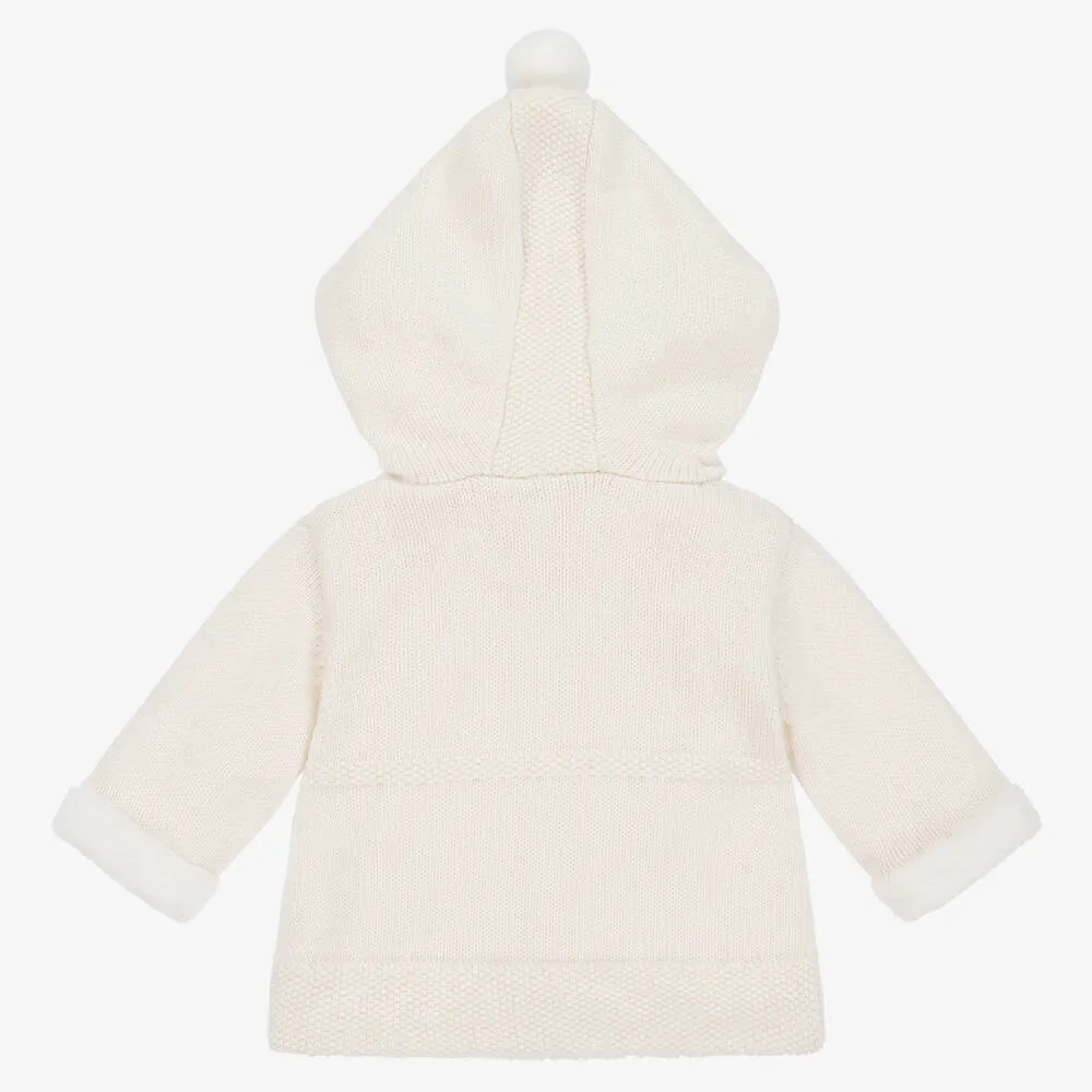 Ivory Cotton Knit Baby Pram Coat