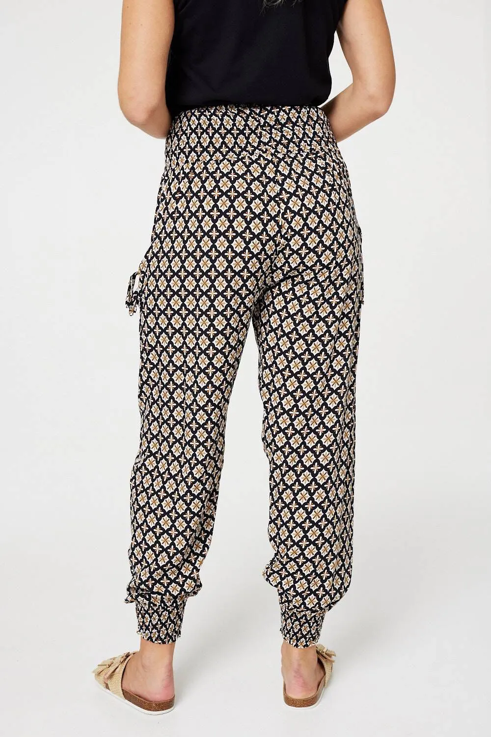 Izabel London – Mosaic Print Shirred Harem Pants