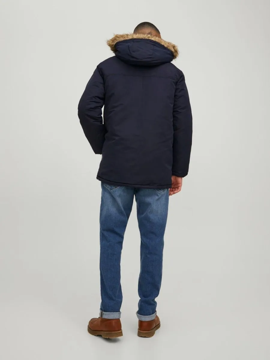 Jack & Jones Hooded Craft Parka Jacket Navy Blazer