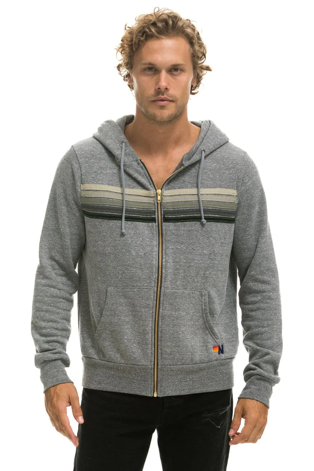 Jacket 5 Stripe Hood Hdrs5 Heather-Grey-Grey