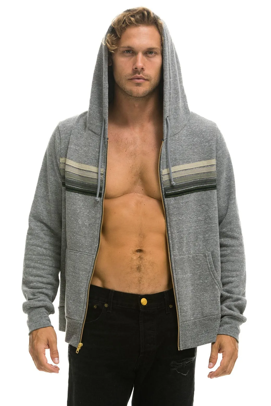 Jacket 5 Stripe Hood Hdrs5 Heather-Grey-Grey