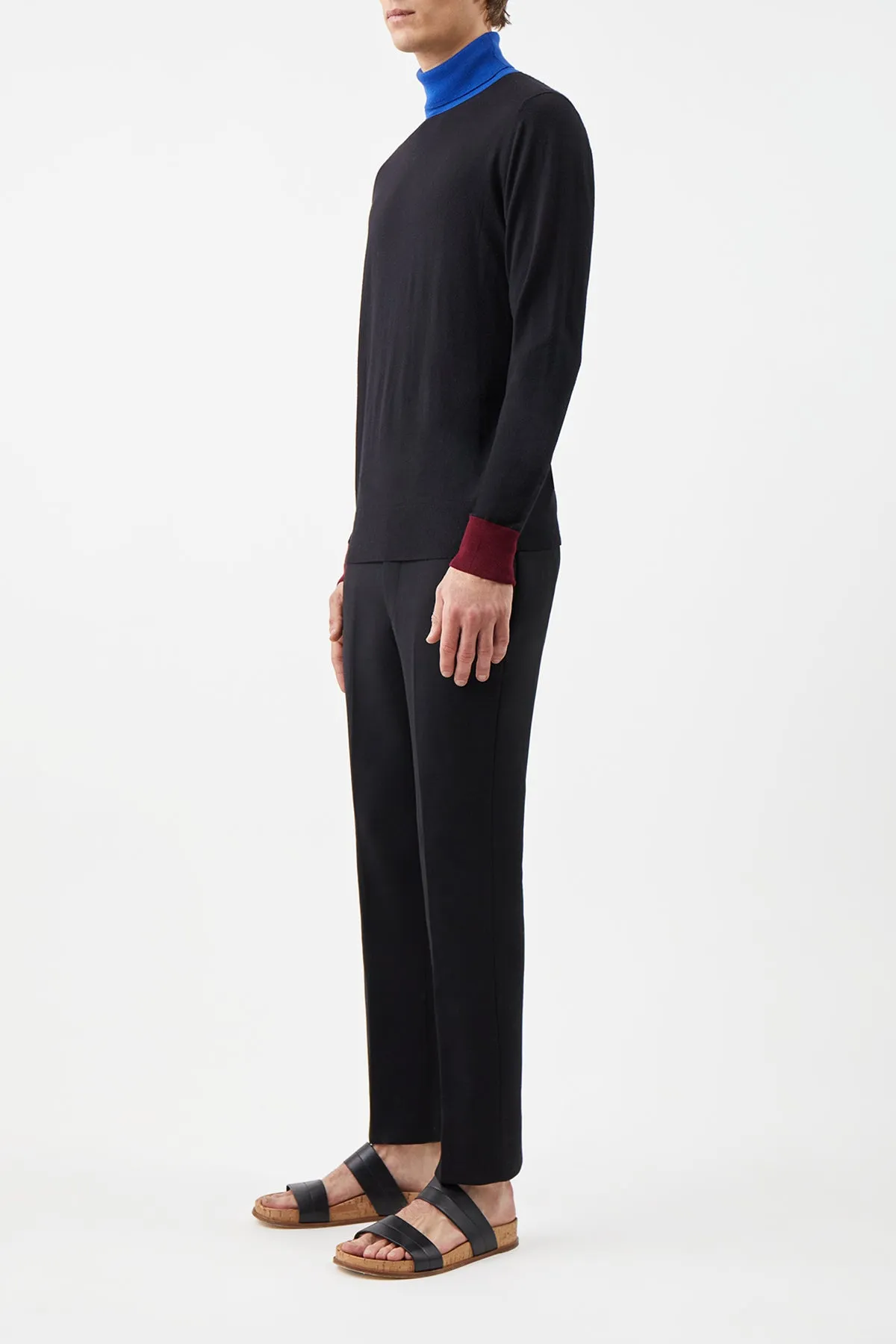 Jermaine Knit Turtleneck in Tricolor Merino Wool