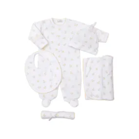 KISSY KISSY Five-Piece Hatchlings Babygrow, Hat, Bib, Blanket & Cloth Set - White