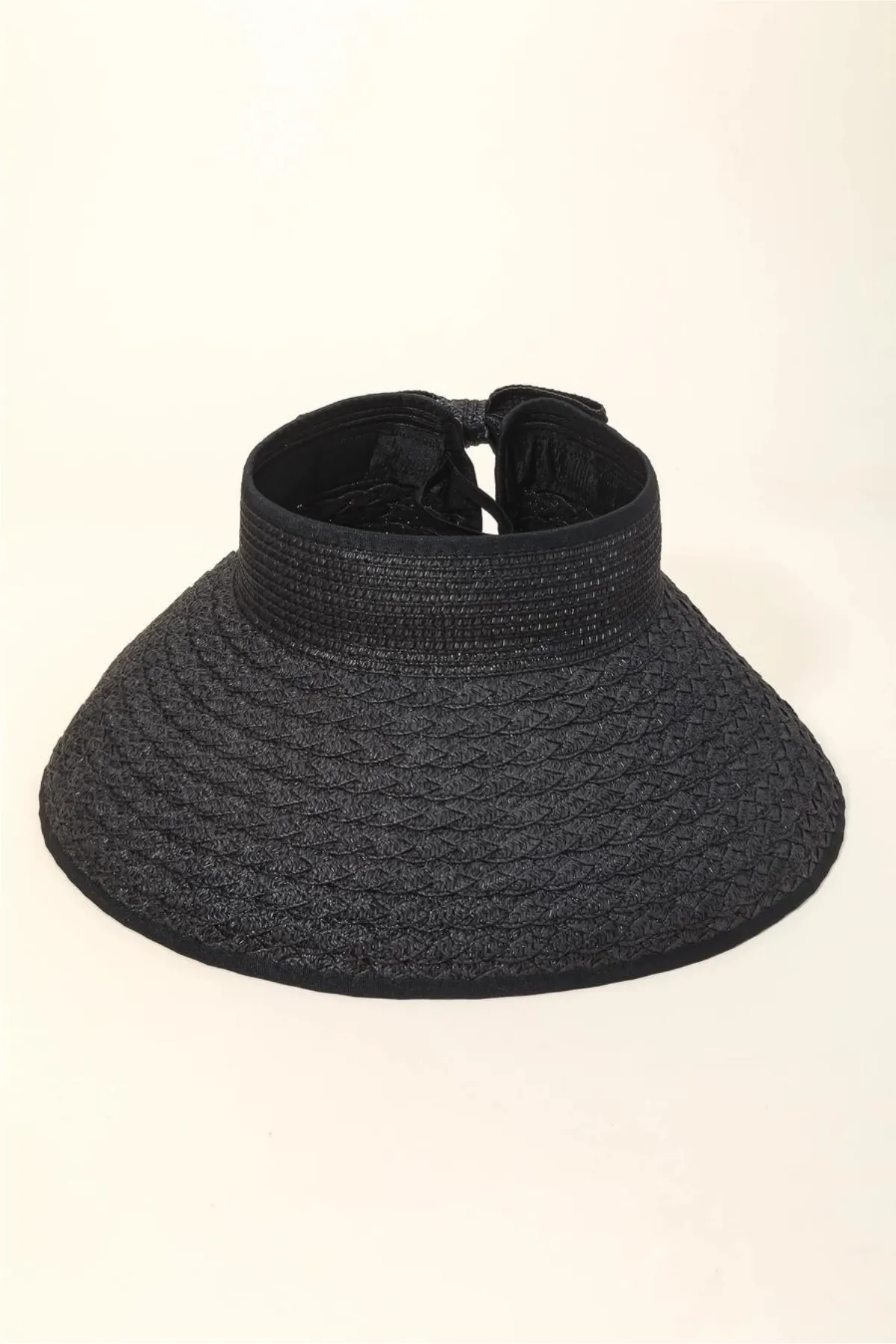 KRISTA BLACK  STRAW  VISOR  HAT