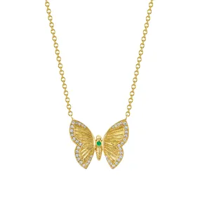 Large Metamorphosis Butterfly Necklace with Emerald