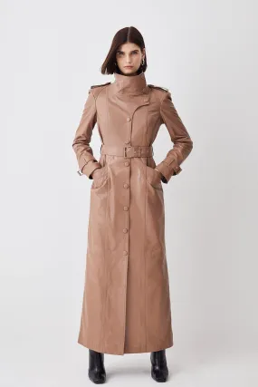 Leather Maxi Trench Coat | Karen Millen