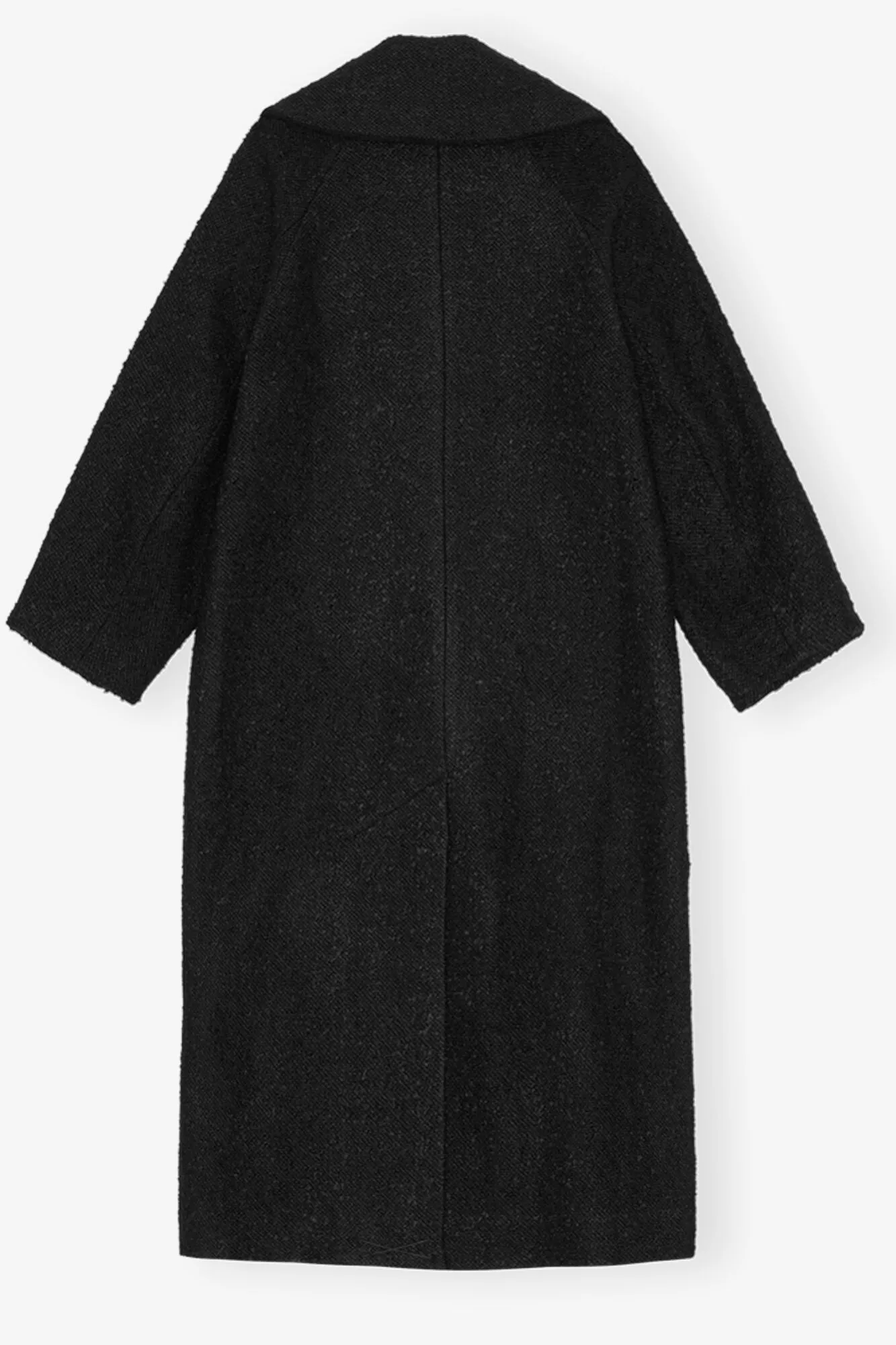 Long Black Boucle Wool Coat