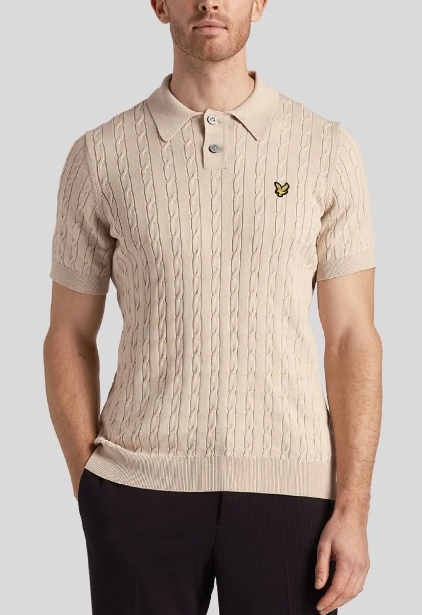 Lyle & Scott Cable Knitted Polo Shirt Jumper Cove