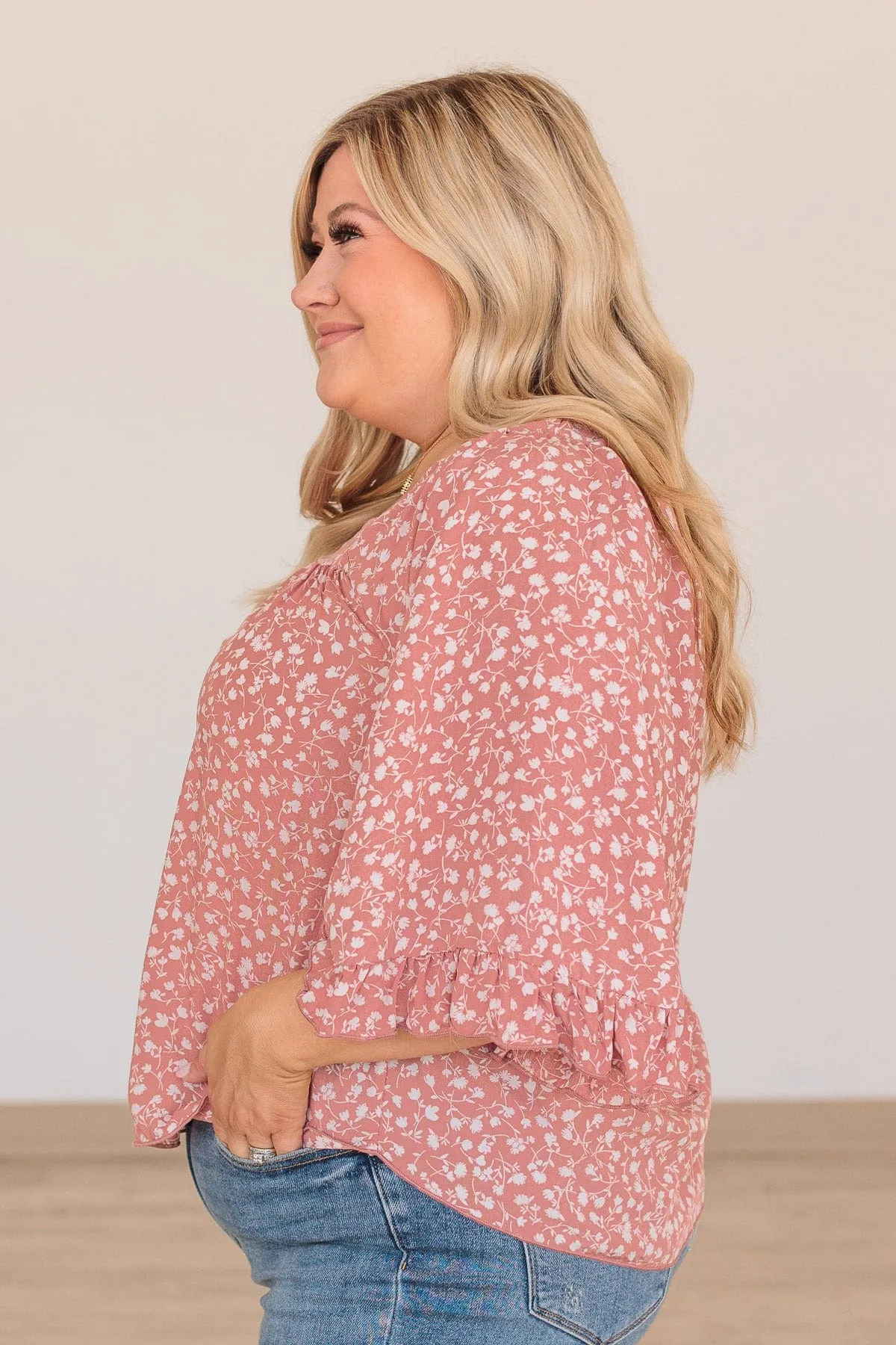 Magical Meadows Floral Blouse- Dusty Rose