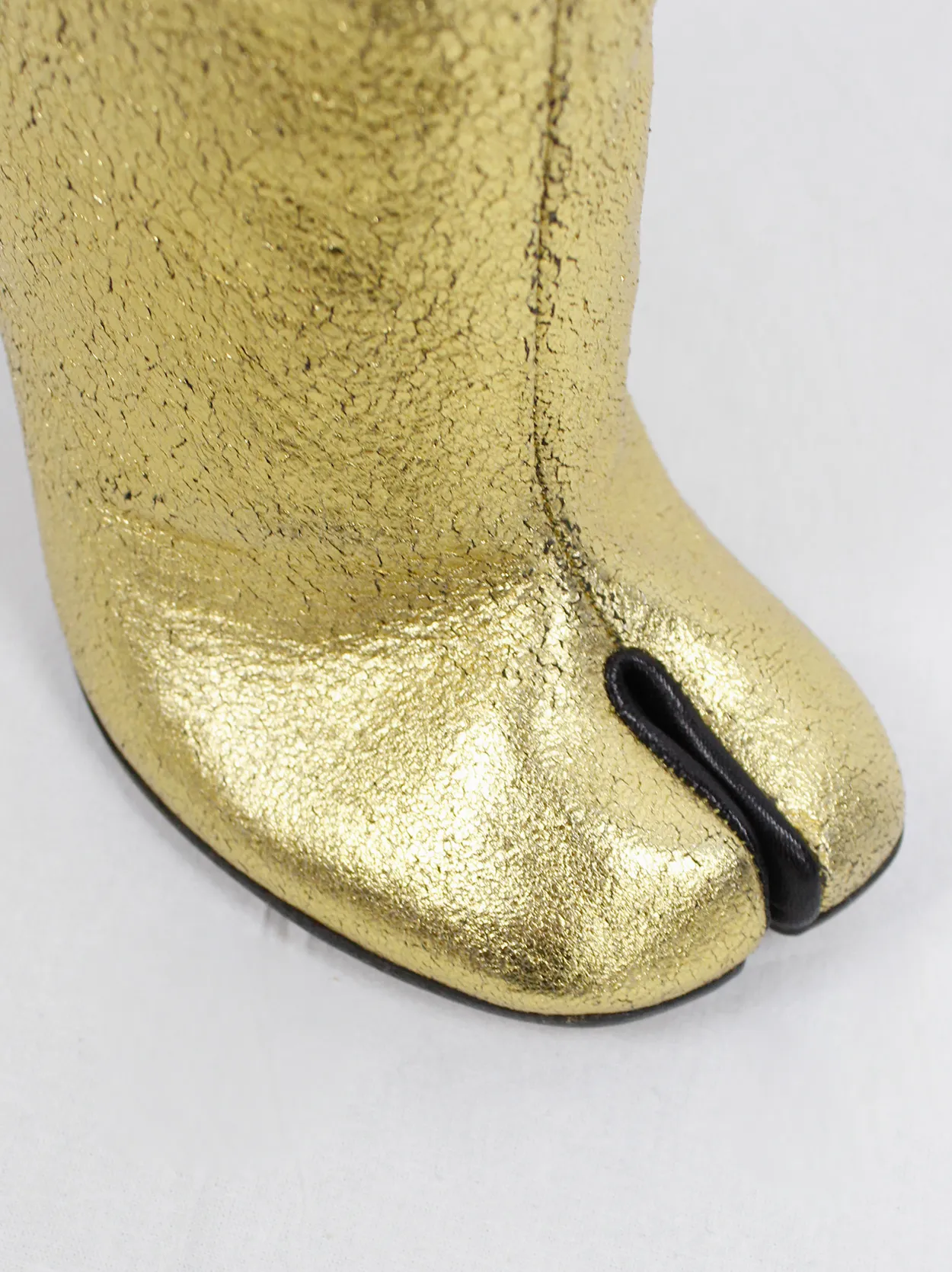 Maison Margiela gold cowboy boots with tabi toes and stiletto heel (35)