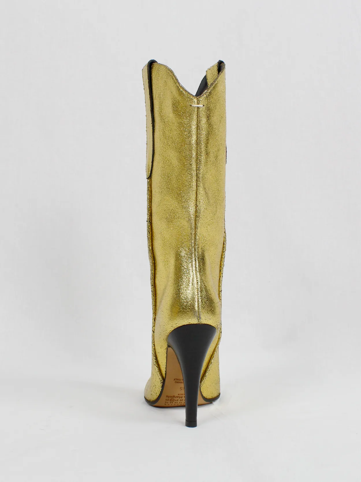 Maison Margiela gold cowboy boots with tabi toes and stiletto heel (35)