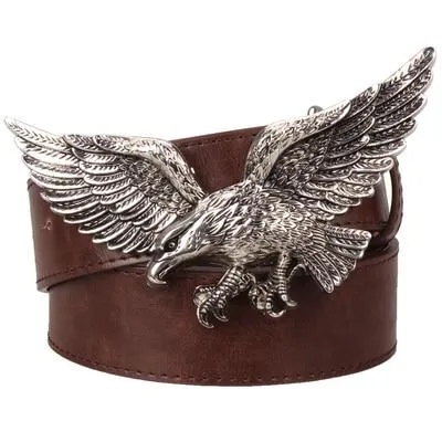 Men and Women Golden Flying Eagle Hawk Punk Rock Metal Buckle Belt