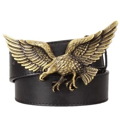 Men and Women Golden Flying Eagle Hawk Punk Rock Metal Buckle Belt