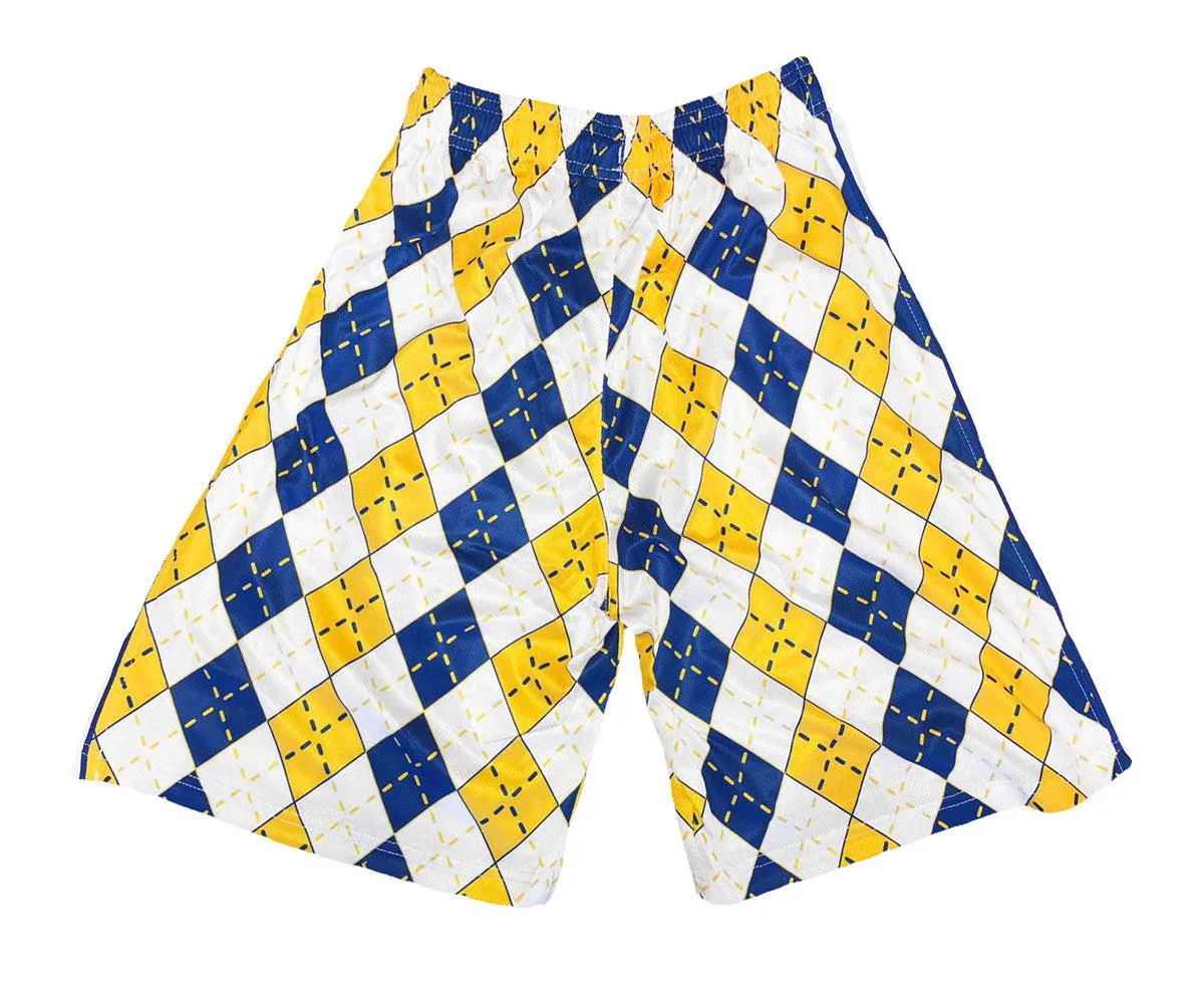 Mens Blue & Gold Argyle Shorts