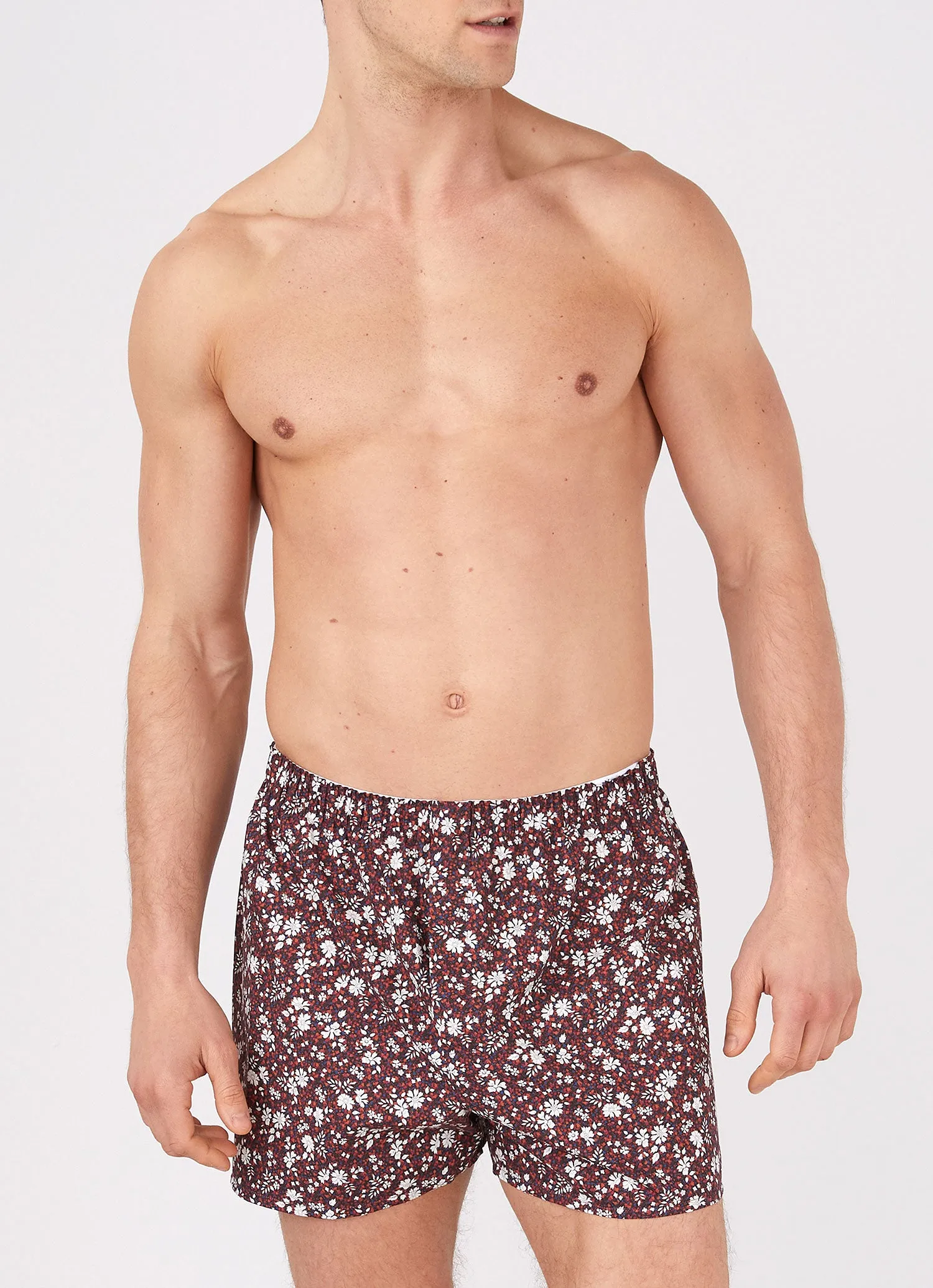 Men's Liberty Print Boxer Shorts in Red Pepper Floral