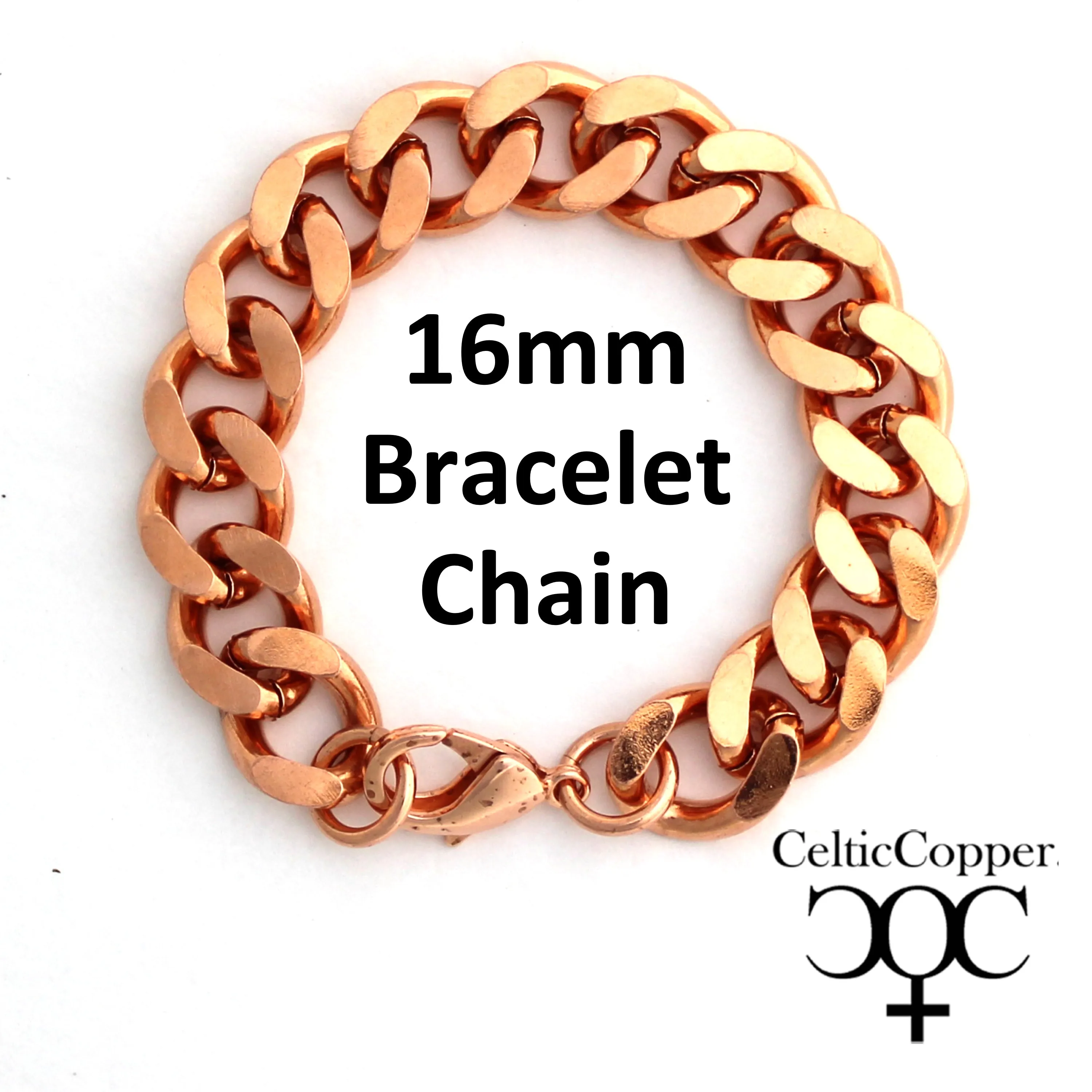 Men's Super Chunky 16mm Copper Cuban Curb Chain Set SET162 Solid Copper 18 Inch Copper Necklace Matching Bracelet Chain