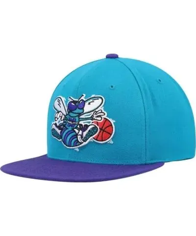 Mitchell & Ness Men's NBA Teal/Purple Charlotte Hornets Hardwood Classics Team Two-Tone 2.0 Snapback Hat