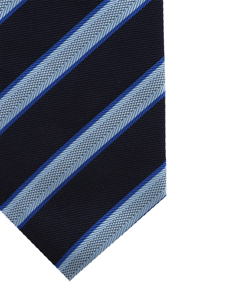 Navy and Blue Striped Silk Tie