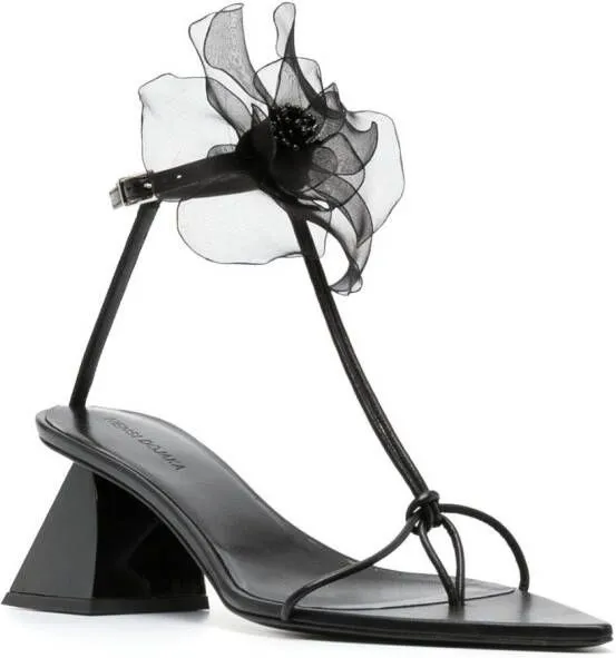 Nensi Dojaka flower-detail 75mm sandals Black