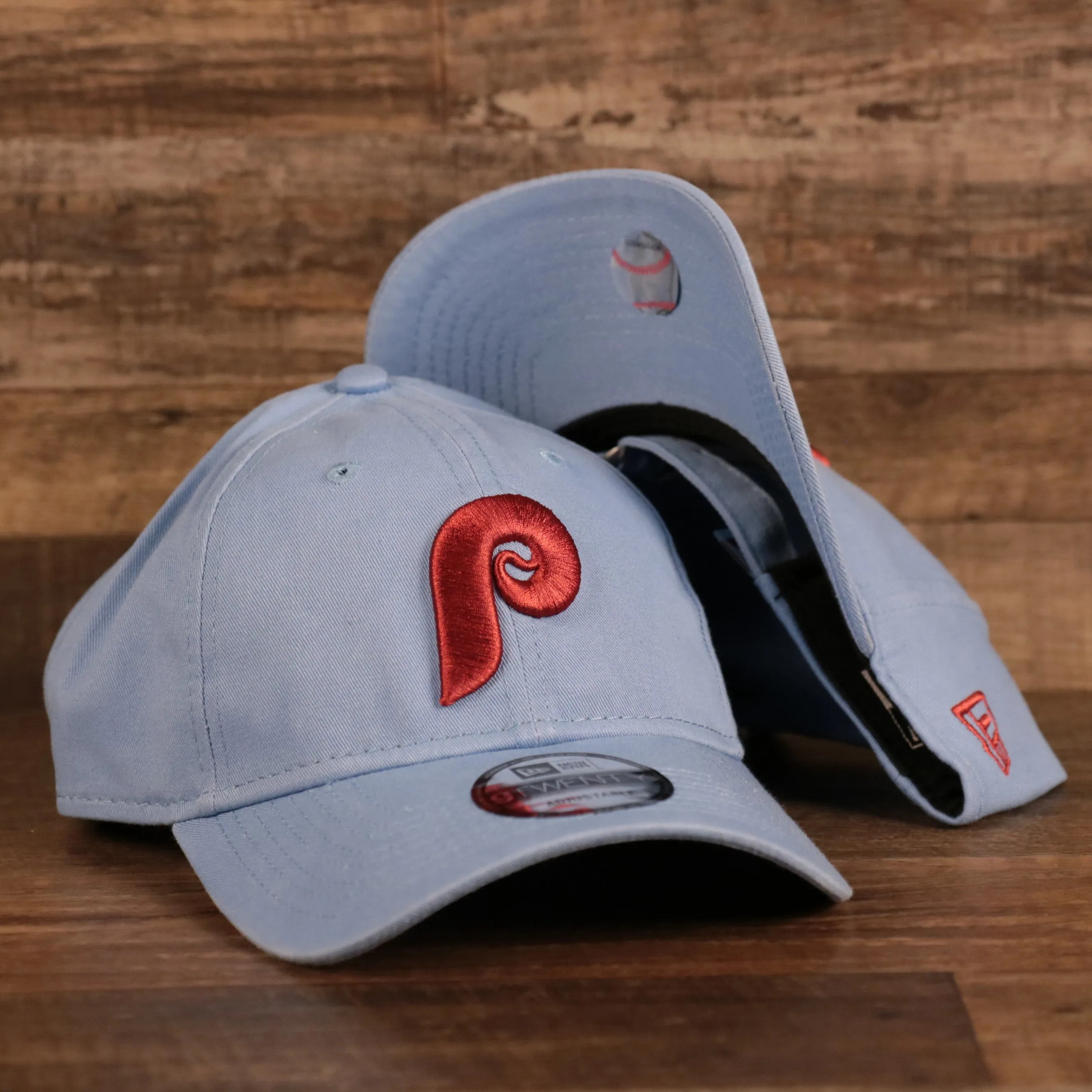 NEW ERA | PHILADELPHIA PHILLIES |  COOPERSTOWN PHILLIES LOGO FRONT | CUSTOM CAP | VINTAGE LOGO CAROLINA BLUE WITH CARDINAL LOGO 