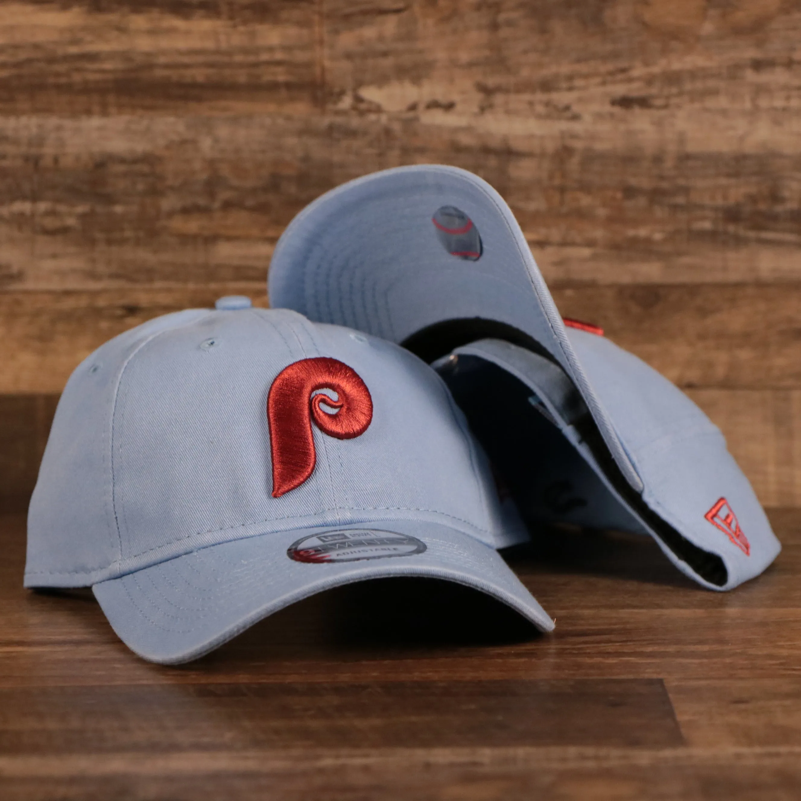 NEW ERA | PHILADELPHIA PHILLIES |  COOPERSTOWN PHILLIES LOGO FRONT | CUSTOM CAP | VINTAGE LOGO CAROLINA BLUE WITH CARDINAL LOGO 