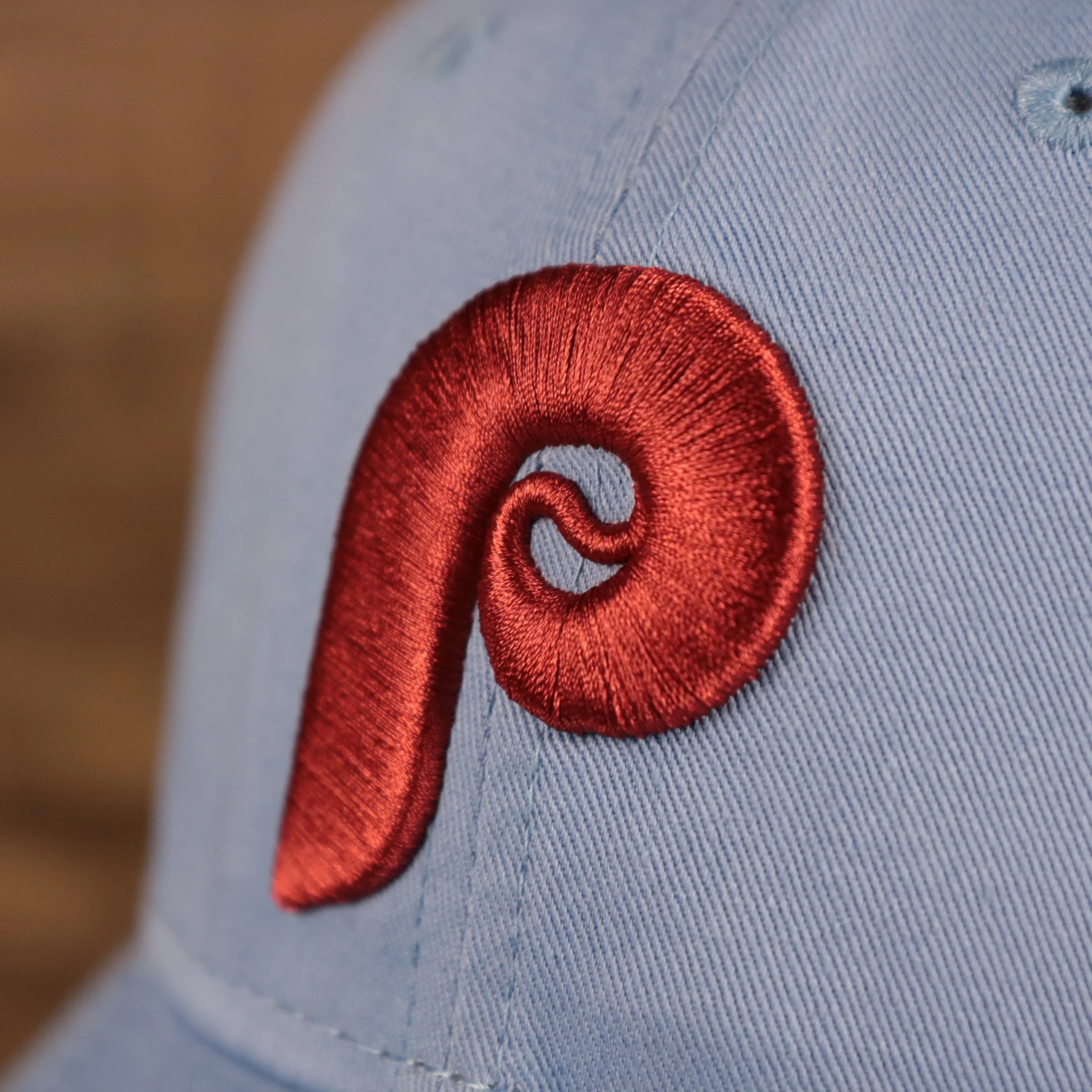 NEW ERA | PHILADELPHIA PHILLIES |  COOPERSTOWN PHILLIES LOGO FRONT | CUSTOM CAP | VINTAGE LOGO CAROLINA BLUE WITH CARDINAL LOGO 