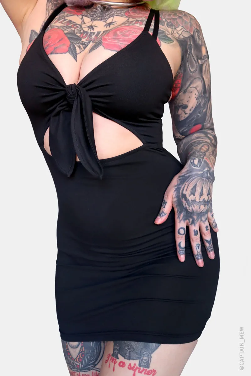 Noir Front Tie Dress