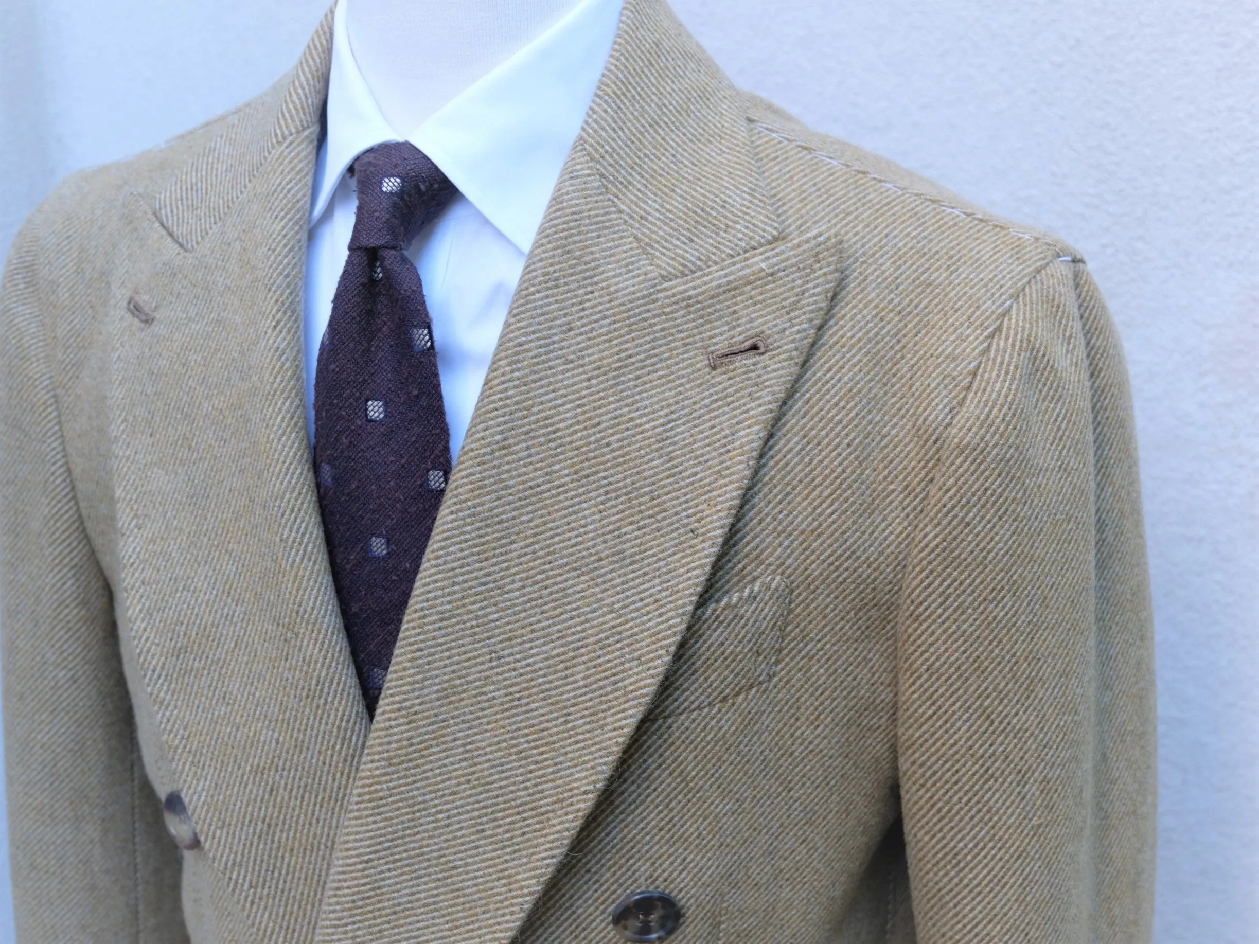 Orazio Luciano Double Breasted Coat in Tuscan Yellow (Fox Brothers)