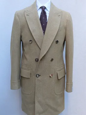 Orazio Luciano Double Breasted Coat in Tuscan Yellow (Fox Brothers)