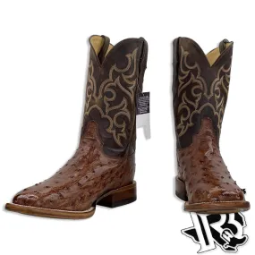 OSTRICH ANTIQUE BROWN ORIGNAL | JUSTIN BOOTS MEN SQUARE TOE WESTERN BOOTS