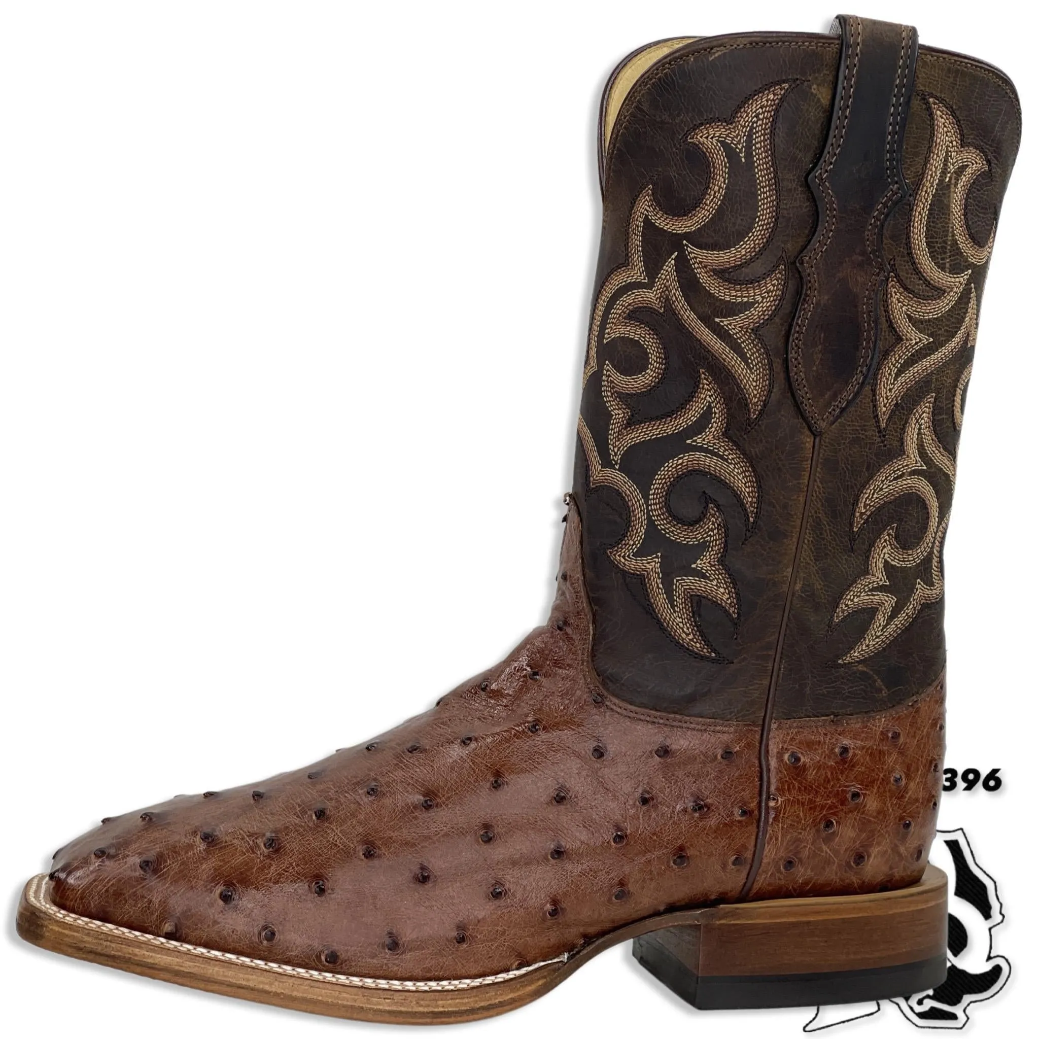 OSTRICH ANTIQUE BROWN ORIGNAL | JUSTIN BOOTS MEN SQUARE TOE WESTERN BOOTS