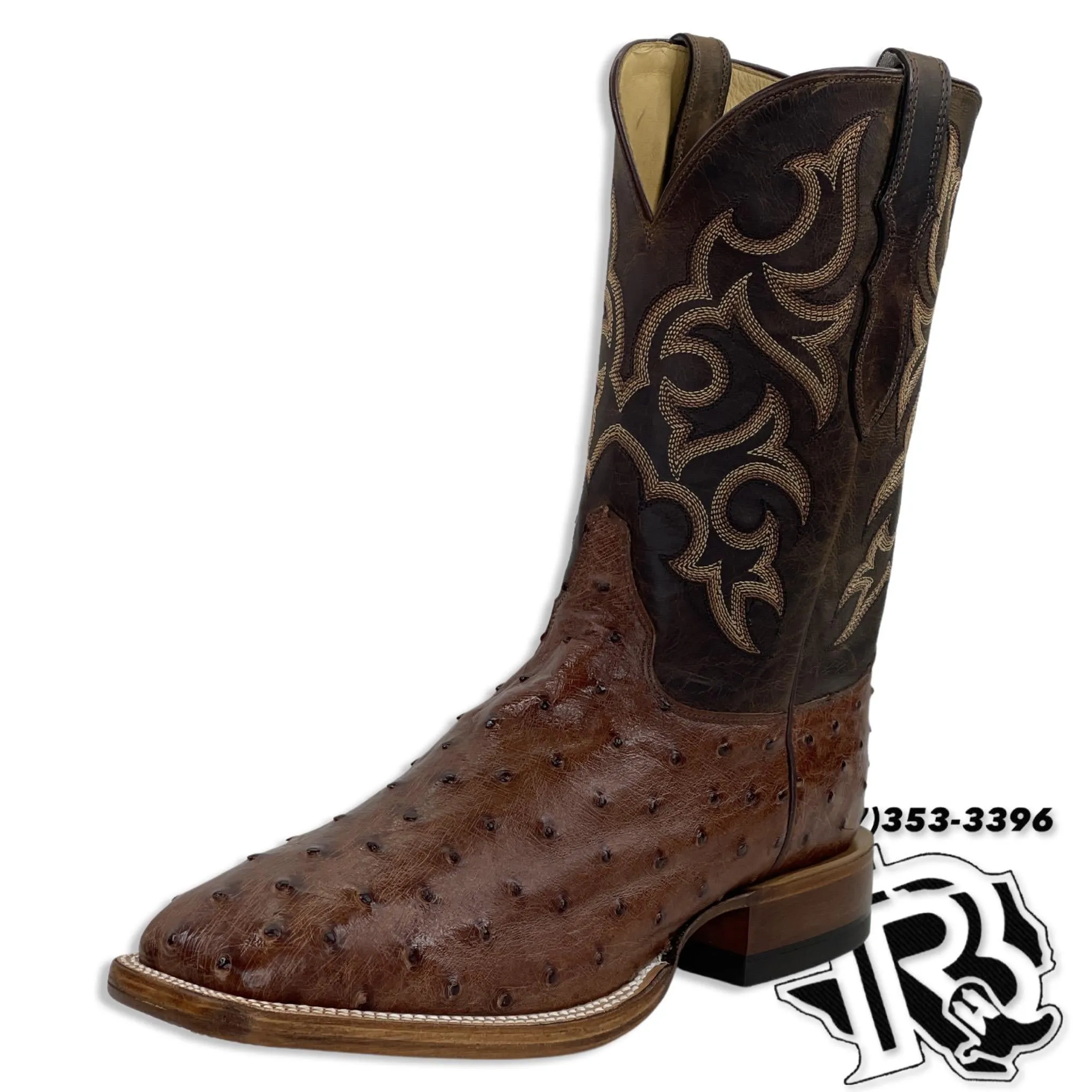 OSTRICH ANTIQUE BROWN ORIGNAL | JUSTIN BOOTS MEN SQUARE TOE WESTERN BOOTS