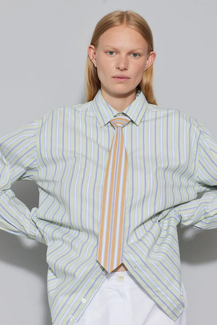 oval square Forever Tie Shirt Light Green Stripe