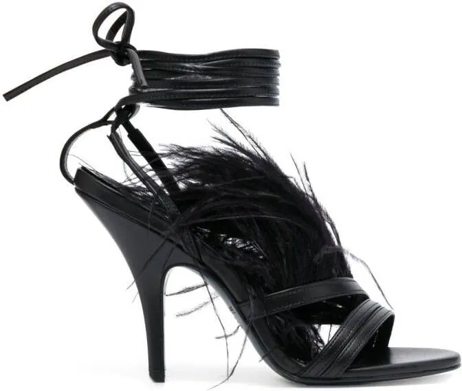 Patrizia Pepe 115mm ankle-tie leather sandals Black